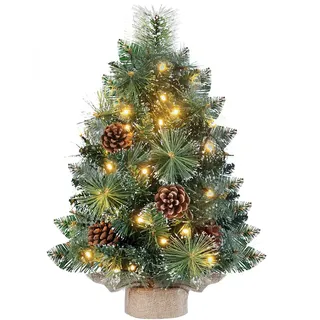 Mini Weihnachtsbaum mit LED Beleuchtung Kleiner Weihnachtsbaum Tisch Weihnachtsbaum klein künstlich geschmückt für Weihnachten Deko 40cm