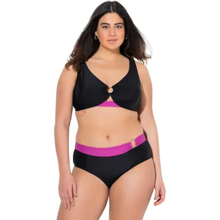 Ulla Popken Damen große Größen Übergrößen Plus Size Bikini, Zierring, Softcups, Träger verstellbar, recycelt schwarz 46 837725100-46