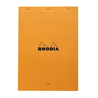 Rhodia 18000C - Notizblock (geheftet, mikroperforiert, blanko, DIN A4, 80 g, 21 x 29,7 cm, 80 Blatt) 1 Stück orange