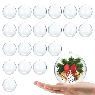 20 Stück Weihnachtskugeln Transparent, Plastikkugeln zum Befüllen (5CM)
