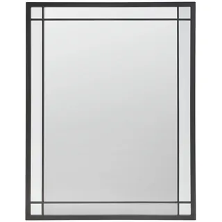 Mid.you Wandspiegel , Schwarz , Metall, Glas, Holzwerkstoff , rechteckig , 70x90x2.5 cm , Garderobe, Garderobenspiegel