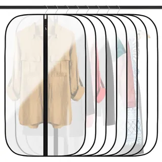 Pesutei 8 Stück Kleidersack, Halbtransparenten Kleidersäcke (60 x 100 cm) mit Reißverschluss, Anzug Schutzhülle Eignet Sich für Anzüge, Mäntel und Hemden, Staubdicht und Wiederverwendbar