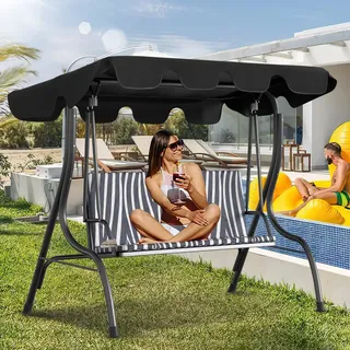 SWANEW Sonnendach ersatzdach Oxford-Stoff Hollywoodschaukel Gartenschaukel 210x145cm Anthrazit - Grau