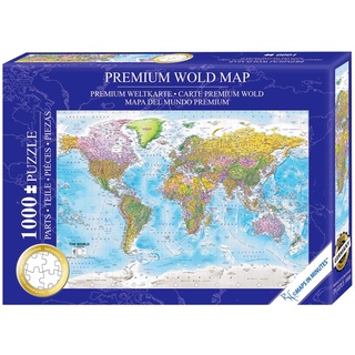 Close Up Weltkarte Puzzle 1000 Teile - Die Welt - 68 x 48 cm Premium Map 2020 - MAPS IN Minutes