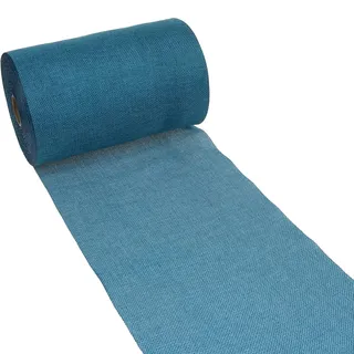 Deko AS GmbH DEKO AS Shabby Chic Leinenoptik Tischläufer, Polyester geruchsneutral, 30 cm x 5 m, Türkis