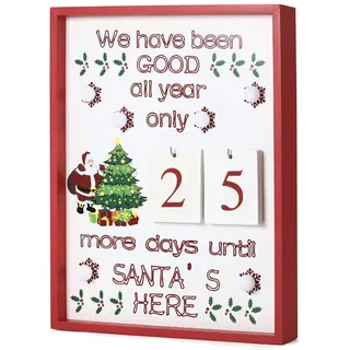 Brubaker Adventskalender Wandtafel Holz mit 6 LED Lichtern 28 x 4 x 35,5 cm