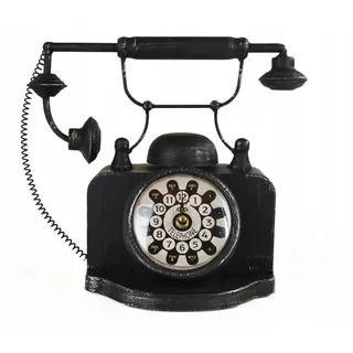 Vintage Steh Tisch Uhr Retro Telefon Schwarz Stand Dekoration - Schwarz