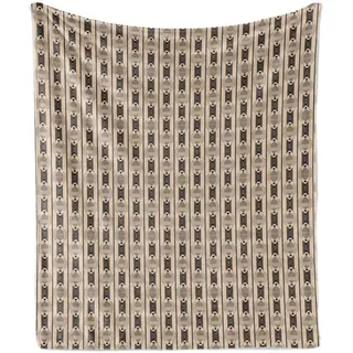 ABAKUHAUS Abstrakt Weich Flanell Fleece Decke, Modernes Geometrisches Zickzack-Muster, 175 x 230 cm, Beige - Beige