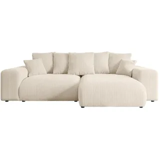 altdecor Ecksofa Cord mit Schlaffunktion 2-Sitzer Beige