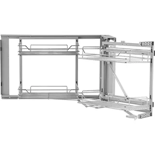 Vevor Küchenschrank-Organizer mit 2 Ebenen & 4 Ablagen, Aufbewahrungskorb aus verchromtem Karbonstahl, Aufbewahrungs-Organizer, links und rechts zu öffnen, min. Türöffnungsbreite 60 cm