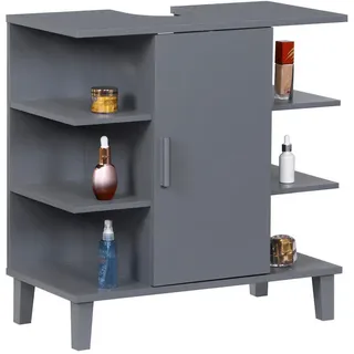 Relaxdays Waschbeckenunterschrank - grau , Holzwerkstoff , 64x65x31 cm, , Badezimmer, Badmöbel, Waschbeckenunterschränke
