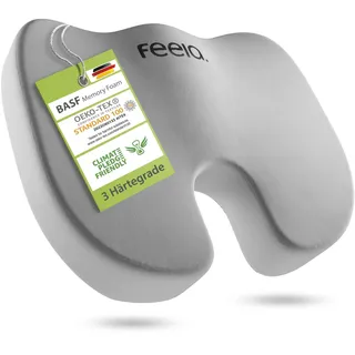 feela.® Orthopädisches Autositzkissen [3 Härtegrade] TESTSIEGER – Keilkissen für Autos – Besserer Sitzkomfort und Entlastung des Steißbeins – Autositz-Sitzerhöhung, Fahrersitzkissen (Weich)