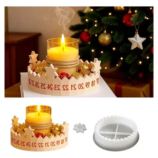Silikonform für Adventskalender, Weihnachts-Silikonform, Gießform für Adventskalender, DIY Gießformen für Weihnachtskerzenhalter, Stern-Silikonform für Kerzen, Seife, Gips und Epoxidharz