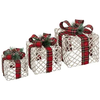 Atmosphera Geschenke mit Weihnachtsband 3er-Set rot