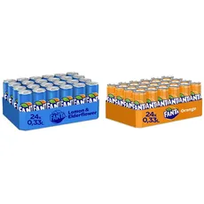 Fanta Lemon & Elderflower 24er Pack, EINWEG (24 x 330 ml) & Orange EINWEG Dose, (24 x 330 ml)