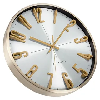 Warminn küchenuhr Wanduhr Ohne Tickgeräusche Lautlos Modern 30cm Quarz Groß Batterie Betriebene Wanduhr Einfach zu Lesen für Zimmer Zuhause Wohnzimmer KüChe Schlafzimmer BüRo Schule (Silber)