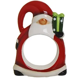Excelsa Santa Claus Serviettenring, Keramik, Rot, 5 x 2 x 7 cm