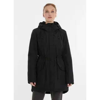 Ragwear Outdoorjacke "ELSIEN" mit Kapuze po-bedeckende Länge, hochschließender Kragen, schwarz