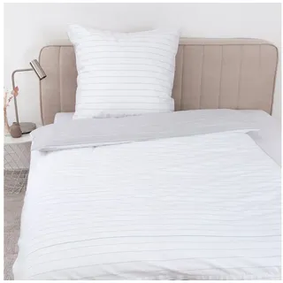 MTOnlinehandel Bettwäsche 135x200, Tom Tailor Bettwäsche-Set Scandi Trio, zeitlos, gradlinig, klar, 100% natürliche Baumwolle, 1x Kissenbezug 80x80 + Bettbezug 135x200, Reißverschluss, Erwachsene (Stockholm)