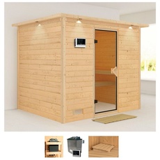 Bild von Sauna »Soraja«, (Set), 9-kW-Ofen mit externer Steuerung, beige