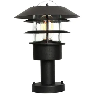 Elstead Lighting Sockelleuchte Edelstahl Glas Metall IP44 E27 inkl. Bewegungsmelder schwarz