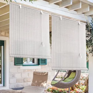 MADECOSTORE Roll'up Bambus, dünne Lamellen für Innen und Außen – Weiß – L 100 x H 250 cm