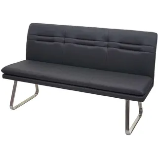Mendler Sitzbank HWC-H70, Esszimmerbank Bank Polsterbank, Rückenlehne Stoff/Textil Edelstahl gebürstet ~ grau 180cm