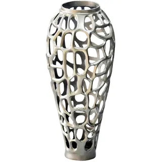 Livetastic Vase , Silberfarben , Metall , rund , 60 cm , handgemacht, zum Stellen , Dekoration, Vasen, Metallvasen
