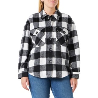 ONLY Damen ONLNY Marsala Check Shacket CC OTW Hemd-Jacke, Bright White/Checks:Black, S