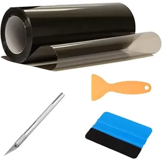 300 cm*30 cm Scheinwerfer-Folie, Autofolie Schwarz, Hellschwarze Wasserdicht Nebelscheinwerfer, 2 Schaber, 1 Tranchiermesser (Schwarz)