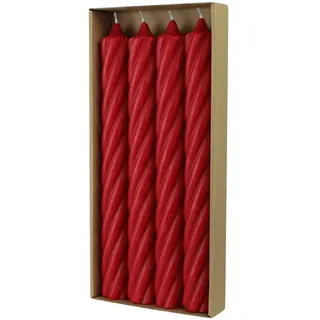 luterna Stabkerzen aus Paraffin, RUSTIC TWIST, 250/28 mm, Rubin, WENZEL, Brenndauer ca. 16h, 4 Stück pro Verpackung