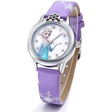 JGS Uhren Armbanduhr Mädchen ELSA Frozen Eiskönigin Armbanduhr Geschenk Mädchen und Baby lila