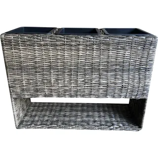 Blumenkasten mit 3 Pflanztöpfen - Braun, Schwarz