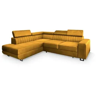 masseno Ecksofa mit Schlaffunktion Nola ¦ gelb ¦ Maße (cm): B: 253 H: 88