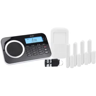 Olympia Protect 9761 GSM Haus Alarm Alarmanlagen-Set mit 4 Tür-/Fensterkontakten 1 Bewegungselder und Fernbedienung, Schwarz