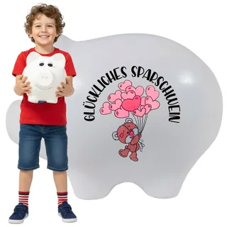 Personalisierte Sparschwein mit Namen XXL aus Keramik ohne Öffnung, zum Zerbrechen – Handgemachte Sparbüchse, Geldbox & Münzdose Individuelle Geschenkidee Geldgeschenk für Kinder, Hochzeit, Geburtstag