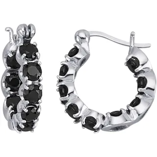 Paar Creolen FIRETTI "Schmuck Geschenk Silber 925 Ohrschmuck Ohrringe", silber (silberfarben, schwarz, schwarz), Ohrringe, Damen, Silber 925 (Sterlingsilber), Paar Creolen, mit Spinell
