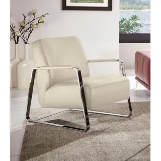 W.Schillig Cocktailsessel »quadroo Designsessel, Loungesessel«, mit bezogenen Armlehnen, Gestell in Chrom glänzend beige