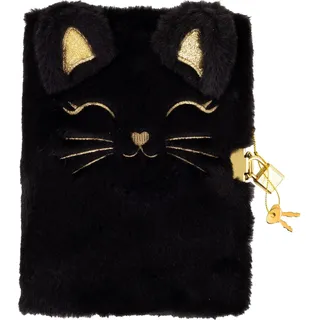 Astrapap Vorhängeschloss Tagebuch Fluffy Kitty Schwarz A5 96K - Schwarz