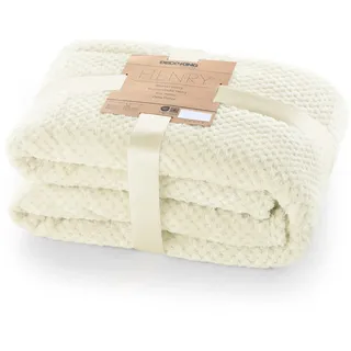 DecoKing Kuscheldecke 220x240 cm Creme Decke Microfaser Wohndecke Tagesdecke Fleece weich sanft kuschelig skandinavischer Stil Ecru Henry