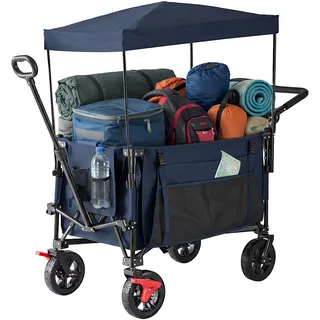 Relaxdays Bollerwagen faltbar blau
