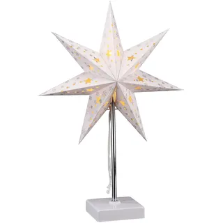 Spetebo LED Weihnachtsstern Tischlampe - 47 x 35 cm - Sternenleuchte mit 8 warm weißen LED - Fenster Deko Stern Lampe Tischleuchte Batterie betrieben