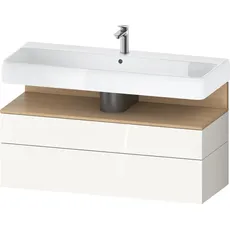 Duravit Qatego Waschtischunterbau, 1 Auszug und 1 Schublade, 1190x470x590mm, Nische Eiche Natur, QA4396030, Farbe: Weiß Hochglanz/mit Nischenbeleuchtung