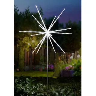 LED Polarstern Gartenstecker Lichterkette Erdungsstift 70 LEDS Batterie Timer - Weiß