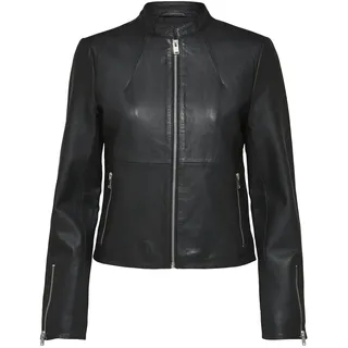 Selected Femme Damen SLFIBI Leather Jacket B NOOS Lederjacke, Black, 38