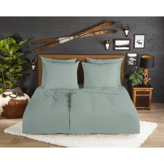 Good Morning Uni Flanell sage green 135 x 200 cm + 80 x 80 cm