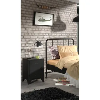 Vipack BRONXX Nachtkonsole im Industrial-Look Schwarz matt - Schwarz