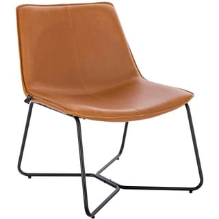 Svita RON Loungesessel Cocktailsessel Clubsessel ohne Armlehnen Metall-Gestell Leder-Optik Cognac