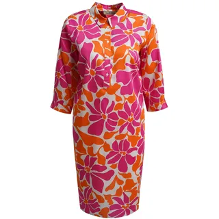 Hemdblusenkleid SMITH & SOUL, Damen, Gr. L, N-Gr, hot orange print, Web, Obermaterial: 100% Baumwolle, gemustert, regular fit knieumspielend, 1-Knopf-Manschette, Kleider Hemdblusenkleid, mit floralem Allover-Print