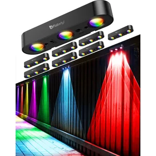 FabStyl Solarlampen für Außen Wand, 8 Stück Solar Zaunleuchten Beleuchtung Dachrinnen Solarleuchten mit 10 RGB-Beleuchtungsmodi & Synchronisationsfunktion, IP65 Wasserdicht für Garten Terrasse Mauer